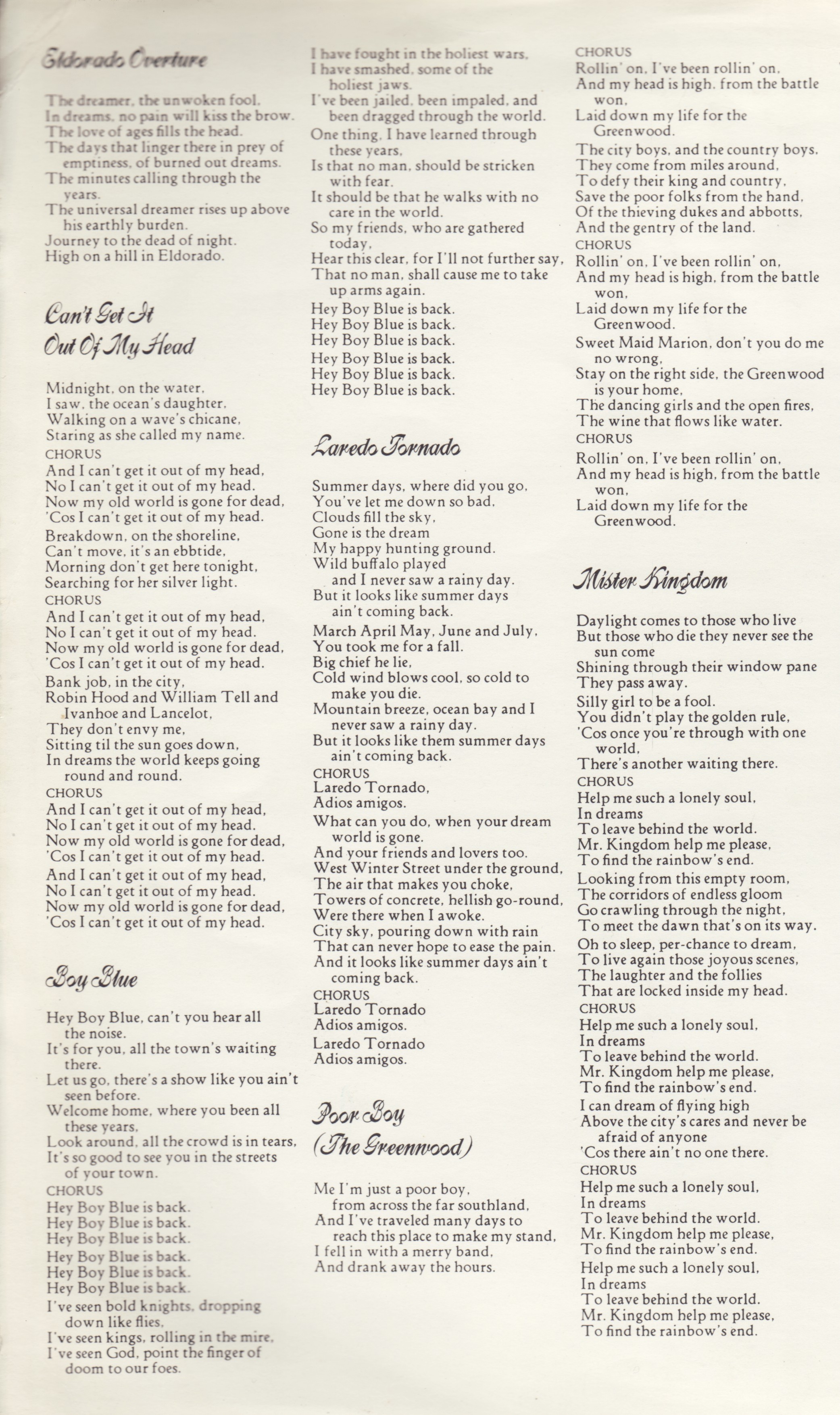 Electric Light Orchestra  Eldorado : LP Inside1  nl